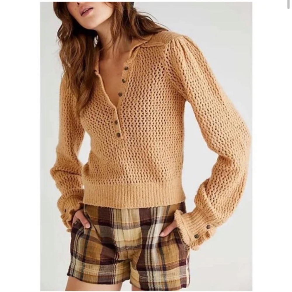 Free People We The Free Care Snowdrift Pullover Sweater Camel